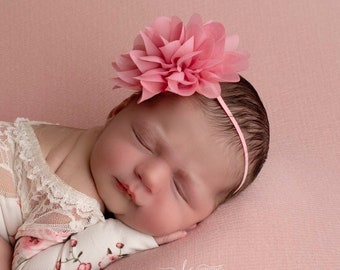 4 inch chiffon petal flower on soft stretchy elastic or a clip, bebe, foto, flower clip, photos, Lil Miss Sweet Pea