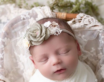 Off-White Pearl wrap, lace layer,wrap AND/OR headband by Lil Miss Sweet Pea