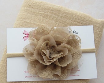 Tan swaddle wrap AND/OR matching flower headband, newborn photo shoots, handmade, bandeau, swaddle wrap set Lil Miss Sweet Pea