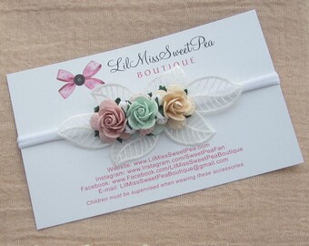Light tan pearl adorned swaddle AND/OR matching paper flower and lace headband, pearl wrap, newborn photo, swaddle set Lil Miss Sweet Pea