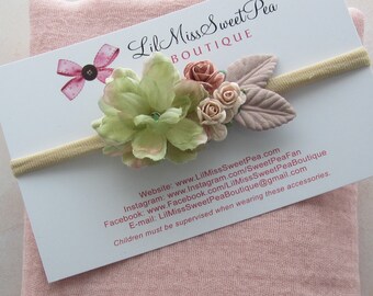 Blush newborn pearl muslin swaddle AND/OR matching flower headband, paper and fabric flowers, by Lil Miss Sweet Pea
