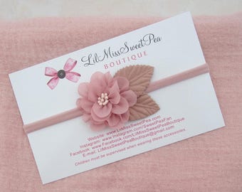 Pearl Wrap in Blush color AND/OR 2 inch pink flower with leaves headband/ newborn photo, swaddle wrapset, by Lil Miss Sweet Pea
