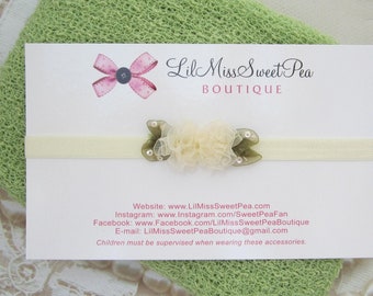 Celery Green Knit Wrap AND/OR Matching Petite Flower Headband, photo shoots, newborn , bebe foto, Lil Miss Sweet Pea