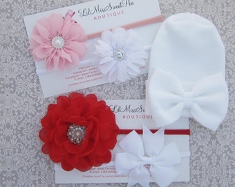 GIFT SET for newborns, one size fits all, purchase the set, or choose the colors individually, bebe, by Lil Miss Sweet Pea