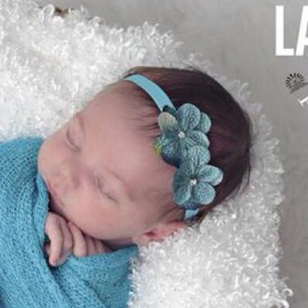 Double Hydrangea Headband in turquoise, perfect for photo shoots, baby headband, photoshoot, bebe, photographer, Lil Miss Sweet Pea
