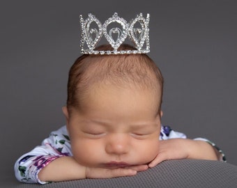 SILVER Rhinestone Crown for newborn, toddler, preteen or use for maternity photo shoots, cake topper, bebe, infant, by Lil Miss Sweet Pea