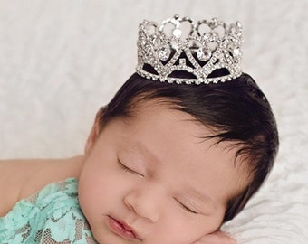 Silver Rhinestone Hearts Baby Crown for Newborns, gender reveal, maternity, baby crown, tiara, baby bling, bebe by Lil Miss Sweet Pea