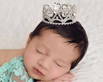 Silver Rhinestone Hearts Baby Crown for Newborns, gender reveal, maternity, baby crown, tiara, baby bling, bebe by Lil Miss Sweet Pea