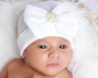newborn pearl bow hat