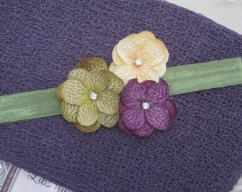 Plum Knit Wrap AND/OR Matching Hydrangea Flower Headband, fall colors, photo shoots, newborn wrap, bebe foto/ Lil Miss Sweet Pea