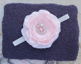 Plum Knit Wrap AND/OR Matching 4 inch Flower Headband/ photo shoots/ newborn swaddle wrap/ bebe foto/ Lil Miss Sweet Pea