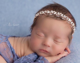 Elegant rose gold rhinestone headband for all ages, newborn prop, baby rhinestone headband, newborn headband, by Lil Miss Sweet Pea