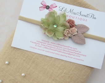 Tan swaddle wrap AND/OR flower headband, swaddle wrap set, baby shower gift, newborn wrap photo set,by Lil Miss Sweet Pea