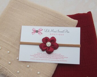 Cranberry or Oatmeal pearl swaddle AND/OR matching 1.75 inch flower headband, pearl wrap, newborn photo, swaddle set Lil Miss Sweet Pea