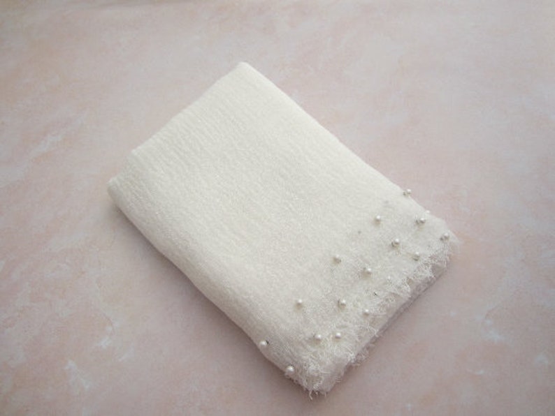 Off White Muslin Wrap, with pearls for newborn photos, not for everyday use, newborn pearl wrap ONLY, swaddle wrap, Lil Miss Sweet Pea image 2