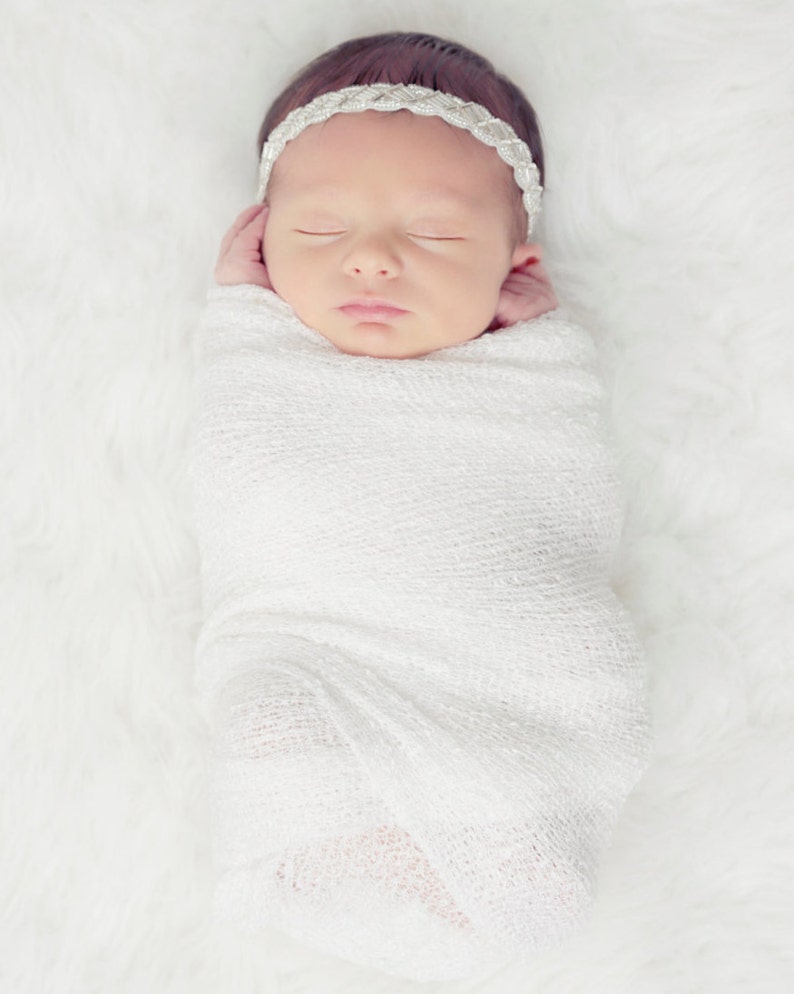 White Newborn Baby Swaddle Wrap AND / OR Beaded Rhinestone Etsy