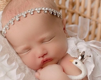 Silver Diamond Rhinestone Bling Headband for photo shoots, brides, baptism, newborn photos, Lil Miss Sweet Pea