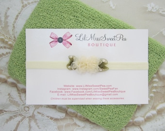 Celery Green Knit Wrap AND/OR Matching Petite Flower Headband, photo shoots, newborn swaddle, bebe foto, Lil Miss Sweet Pea