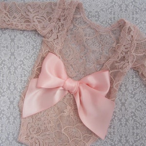 Blush Pink Lace Newborn Romper: AND OR Rose Gold Headband, Photo Prop Set