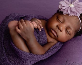 Plum Knit Wrap AND/OR Matching 3 inch Flower Headband, photo, swaddle wrap, bebe foto, Lil Miss Sweet Pea