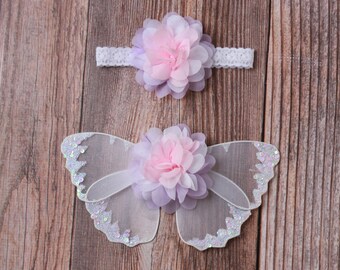 Pink, Lavender and White wing set for newborn photos, prop, newborn photographers, new baby, baby girl, baby wings by Lil Miss Sweet Pea