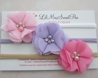 Baby Headband Gift Set: 3 Stretch Knit Newborn Headbands
