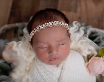 Textured swaddle wrapAND/OR rose gold rhinestone headband, photoshoot, bebe, baby bling, bandeau bebe/ Lil Miss Sweet Pea