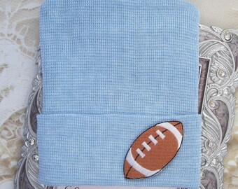 BOYS Football Newborn Hospital Hat, infant beenie, hospital take home hat, boys sports hat, baby beenie, boy beanie, by Lil Miss Sweet Pea