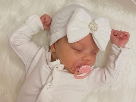 Newborn pearl cheap bow hat