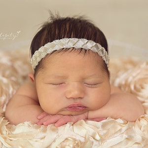 Newborn Beaded Headband for newborns for photo shoots, baby headband, photo prop, newborn photos, infant headband, photographer, infant image 1