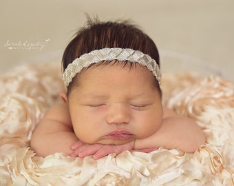 Newborn Beaded Headband -  for newborns for photo shoots, baby headband, photo prop, newborn photos, infant headband, photographer, infant
