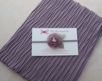 Dusty purple newborn swaddle wrap with wrinkled folds AND/or flower headband for photo shoot Lil Miss Sweet Pea