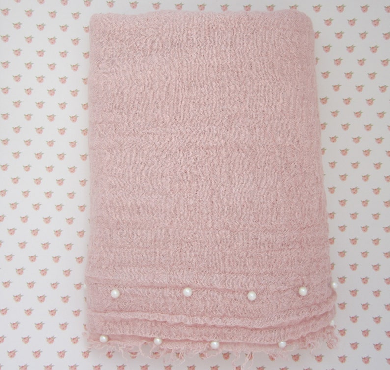 Dusty Rose Muslin Pearl Newborn Wrap AND/OR matching 4 inch floral headband/ newborn wrap set/ bebe foto/ baby wrap/ Lil Miss Sweet Pea image 6