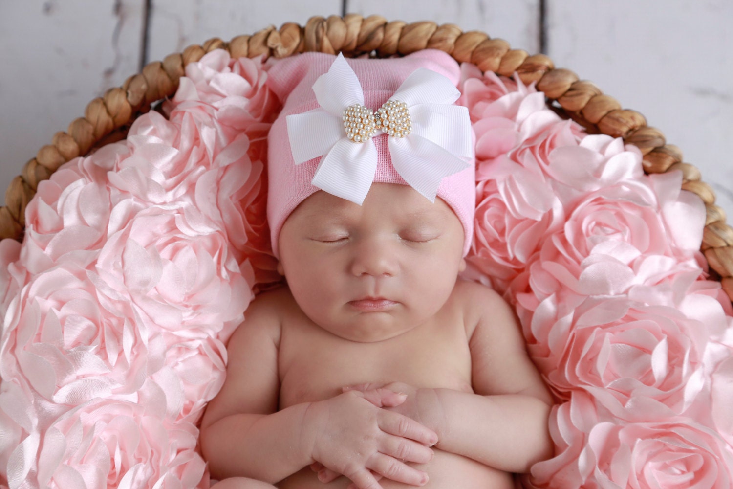 newborn pearl bow hat