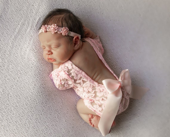 newborn lace romper and headband