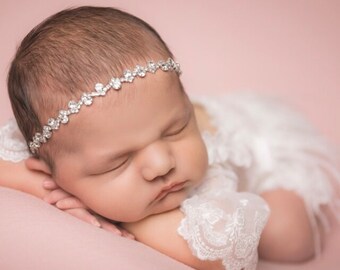 Silver Diamond Rhinestone Bling Headband for photo shoots, newborn photos, Lil Miss Sweet Pea