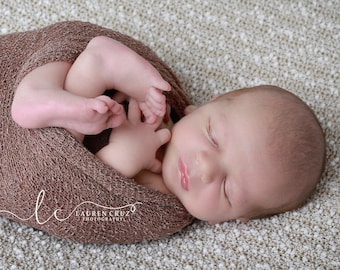 Light Brown 'Nougat' Stretch Knit Baby Boy Swaddle Blanket Wrap, newborn boy photography, by Lil Miss Sweet Pea