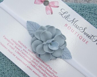Blue Flower Headband, one size fits all, photo shoots, bebe foto, blue flower, Lil Miss Sweet Pea