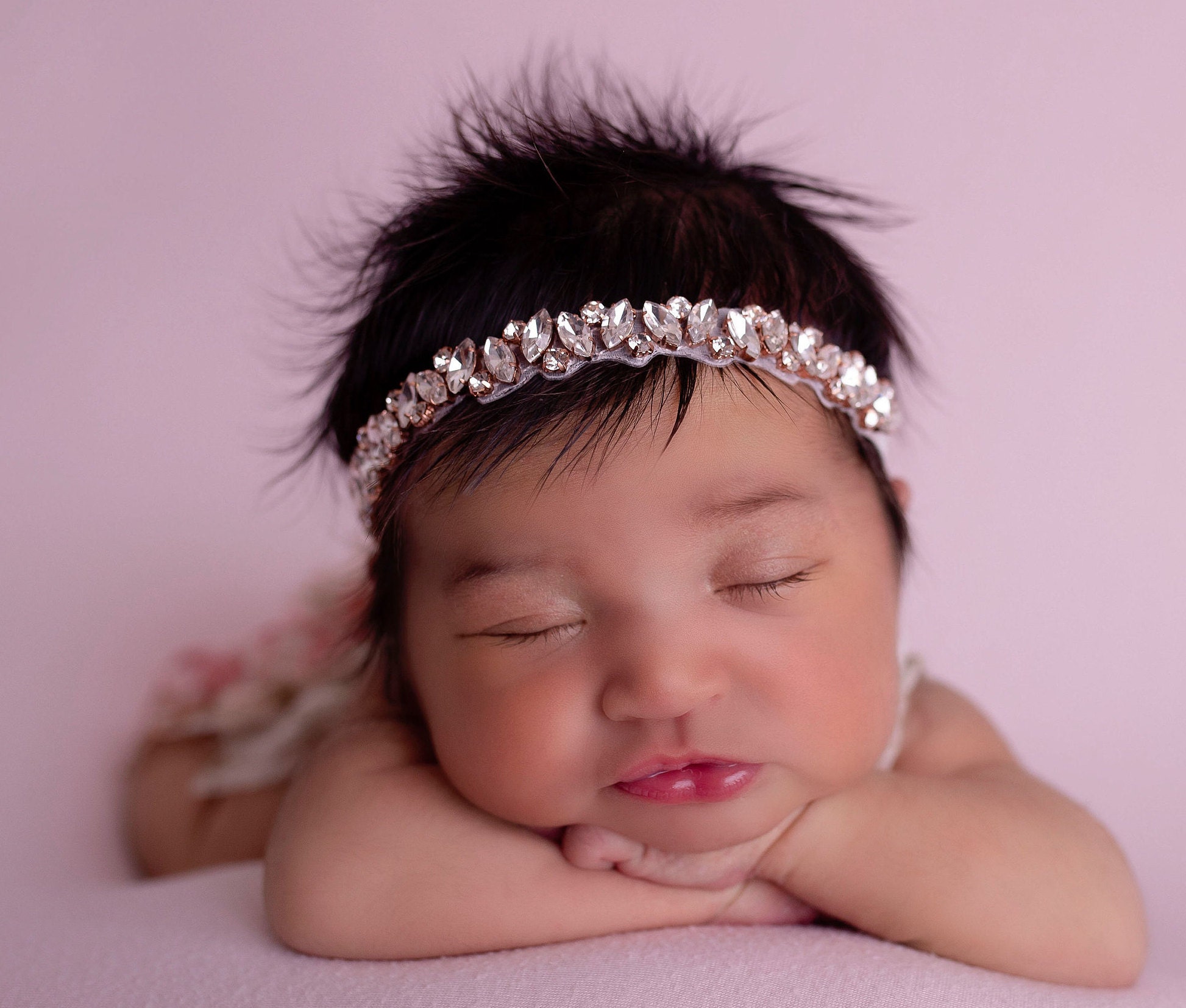 Rose gold rhinestone headband, photoshoot, bebe, baby bling, bandeau bebe,  wedding, bridesmaid, Lil Miss Sweet Pea