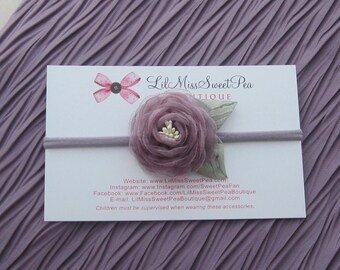 Dusty purple newborn swaddle wrap with wrinkled folds AND/or flower headband for photo shoot Lil Miss Sweet Pea