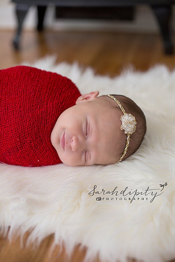Red Baby Swaddle Wrap AND/OR Matching Gold/White Headband Etsy
