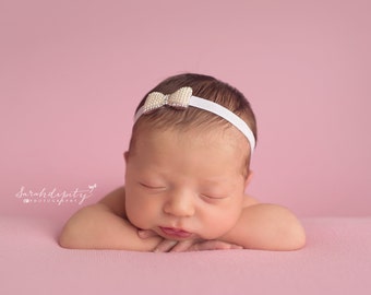 Pearl & Rhinestone Bow Headband for newborns to adults perfect for photoshoots, Baptism, Christening, newborn headband, Lil Miss Sweet Pea