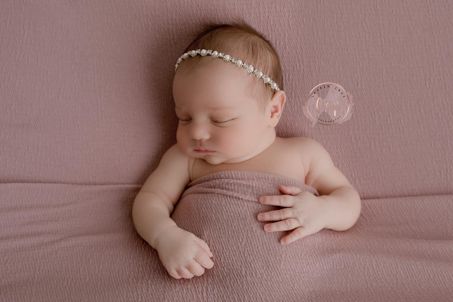 Newborn Silver Pearl And Rhinestone Headband Bebe Bandeau Photographer Pearls Baptism Christening Baby Bling Lil Miss Sweet Pea