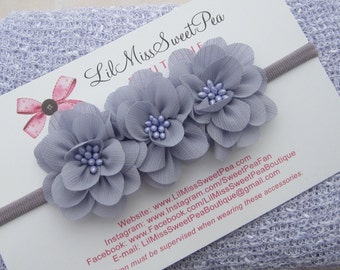 Lilac and White Knit Wrap AND/OR Matching Triple Flower Headband, photo shoots, newborn wrap, bebe foto, Lil Miss Sweet Pea