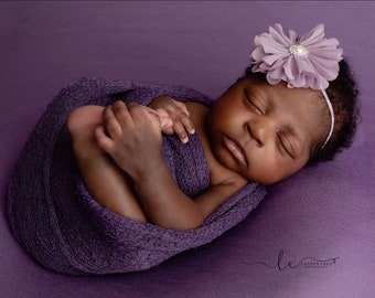 Plum Knit Wrap AND/OR Matching 3 inch Flower Headband, photo, swaddle wrap, bebe foto, Lil Miss Sweet Pea