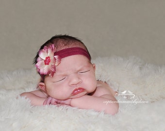 Burgundy and Ivory/ perfect for Fall -  for newborns/ perfect for photo shoots/ plum/ ivory/ hairband, hair band, headband