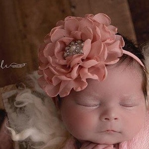 Dusty Rose Muslin Pearl Newborn Wrap AND/OR matching 4 inch floral headband/ newborn wrap set/ bebe foto/ baby wrap/ Lil Miss Sweet Pea image 4