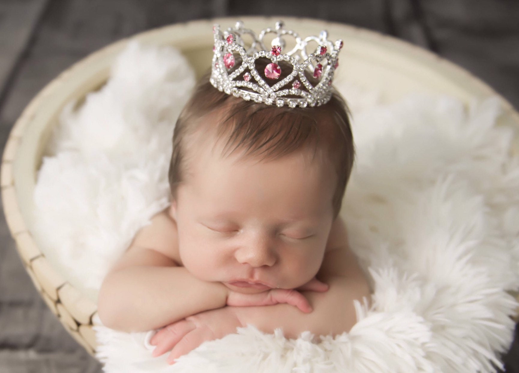 Rhinestone Hearts Baby Crown, available with pink or clear