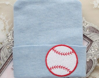 BOYS Baseball Newborn Hospital Hat, baseball beanie, infant beenie, hospital take home hat, boys sports, baby beenie by Lil Miss Sweet Pea