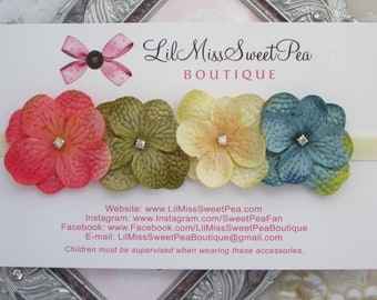 Hydrangea Blossoms Headband Halo, for all ages, newborn photos, bebe foto, photo prop, boho, baby shower gift,  by Lil Miss Sweet Pea